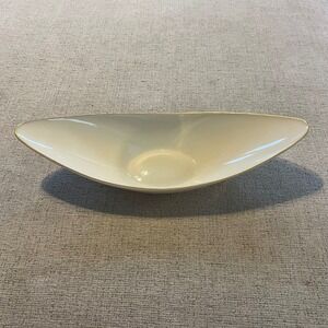 Vintage Lenox Ivory Porcelain Boat Bowl Gold Trim USA Decorative Centerpiece
